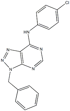 N-(3-benzyl-3H-[1,2,3]triazolo[4,5-d]pyrimidin-7-yl)-N-(4-chlorophenyl)amine 结构式