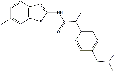 2-(4-isobutylphenyl)-N-(6-methyl-1,3-benzothiazol-2-yl)propanamide 结构式