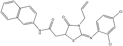 2-{3-allyl-2-[(2,4-dichlorophenyl)imino]-4-oxo-1,3-thiazolidin-5-yl}-N-(2-naphthyl)acetamide 结构式