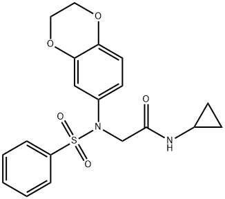 N-cyclopropyl-2-[2,3-dihydro-1,4-benzodioxin-6-yl(phenylsulfonyl)amino]acetamide 结构式