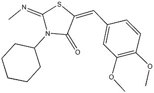 3-cyclohexyl-5-(3,4-dimethoxybenzylidene)-2-(methylimino)-1,3-thiazolidin-4-one 结构式