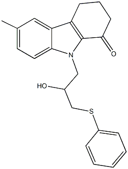 9-[2-hydroxy-3-(phenylsulfanyl)propyl]-6-methyl-2,3,4,9-tetrahydro-1H-carbazol-1-one 结构式