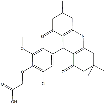 [2-chloro-6-methoxy-4-(3,3,6,6-tetramethyl-1,8-dioxo-1,2,3,4,5,6,7,8,9,10-decahydro-9-acridinyl)phenoxy]acetic acid 结构式