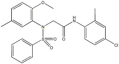 N-(4-chloro-2-methylphenyl)-2-[2-methoxy-5-methyl(phenylsulfonyl)anilino]acetamide 结构式