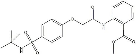 methyl2-[({4-[(tert-butylamino)sulfonyl]phenoxy}acetyl)amino]benzoate 结构式