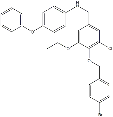 N-{4-[(4-bromobenzyl)oxy]-3-chloro-5-ethoxybenzyl}-N-(4-phenoxyphenyl)amine 结构式