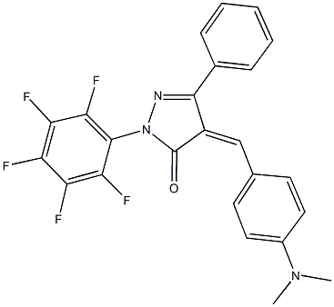 4-[4-(dimethylamino)benzylidene]-2-(2,3,4,5,6-pentafluorophenyl)-5-phenyl-2,4-dihydro-3H-pyrazol-3-one 结构式