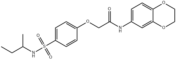 2-{4-[(sec-butylamino)sulfonyl]phenoxy}-N-(2,3-dihydro-1,4-benzodioxin-6-yl)acetamide 结构式