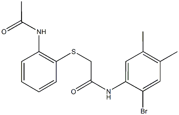 2-{[2-(acetylamino)phenyl]sulfanyl}-N-(2-bromo-4,5-dimethylphenyl)acetamide 结构式