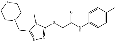 2-{[4-methyl-5-(4-morpholinylmethyl)-4H-1,2,4-triazol-3-yl]sulfanyl}-N-(4-methylphenyl)acetamide 结构式