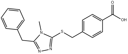 4-{[(5-benzyl-4-methyl-4H-1,2,4-triazol-3-yl)sulfanyl]methyl}benzoic acid 结构式