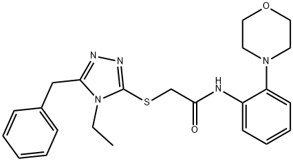2-[(5-benzyl-4-ethyl-4H-1,2,4-triazol-3-yl)sulfanyl]-N-[2-(4-morpholinyl)phenyl]acetamide 结构式
