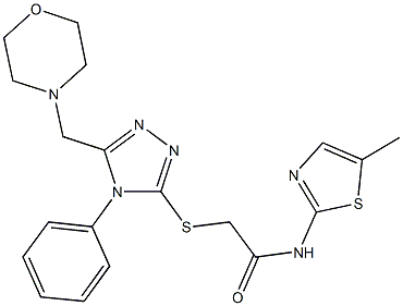 N-(5-methyl-1,3-thiazol-2-yl)-2-{[5-(4-morpholinylmethyl)-4-phenyl-4H-1,2,4-triazol-3-yl]sulfanyl}acetamide 结构式