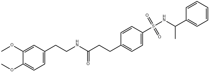 N-[2-(3,4-dimethoxyphenyl)ethyl]-3-(4-{[(1-phenylethyl)amino]sulfonyl}phenyl)propanamide 结构式