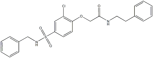 2-{4-[(benzylamino)sulfonyl]-2-chlorophenoxy}-N-(2-phenylethyl)acetamide 结构式