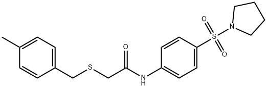 2-[(4-methylbenzyl)sulfanyl]-N-[4-(1-pyrrolidinylsulfonyl)phenyl]acetamide 结构式