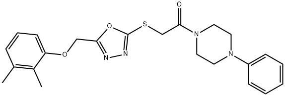 1-[({5-[(2,3-dimethylphenoxy)methyl]-1,3,4-oxadiazol-2-yl}sulfanyl)acetyl]-4-phenylpiperazine 结构式