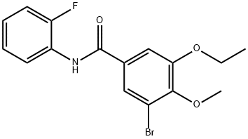 3-bromo-5-ethoxy-N-(2-fluorophenyl)-4-methoxybenzamide 结构式