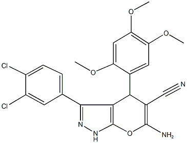 6-amino-3-(3,4-dichlorophenyl)-4-(2,4,5-trimethoxyphenyl)-1,4-dihydropyrano[2,3-c]pyrazole-5-carbonitrile 结构式