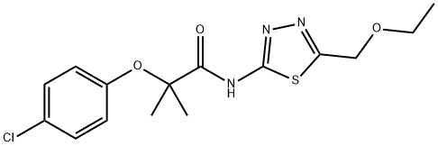 2-(4-chlorophenoxy)-N-[5-(ethoxymethyl)-1,3,4-thiadiazol-2-yl]-2-methylpropanamide 结构式