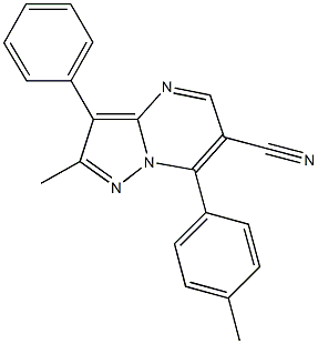 2-methyl-7-(4-methylphenyl)-3-phenylpyrazolo[1,5-a]pyrimidine-6-carbonitrile 结构式