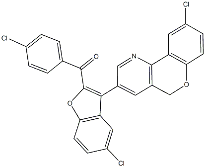 [5-chloro-3-(9-chloro-5H-chromeno[4,3-b]pyridin-3-yl)-1-benzofuran-2-yl](4-chlorophenyl)methanone 结构式