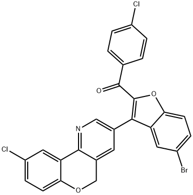 [5-bromo-3-(9-chloro-5H-chromeno[4,3-b]pyridin-3-yl)-1-benzofuran-2-yl](4-chlorophenyl)methanone 结构式