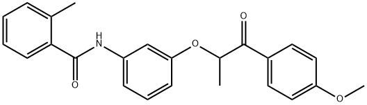 N-{3-[2-(4-methoxyphenyl)-1-methyl-2-oxoethoxy]phenyl}-2-methylbenzamide 结构式