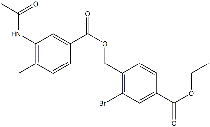 2-bromo-4-(ethoxycarbonyl)benzyl 3-(acetylamino)-4-methylbenzoate 结构式