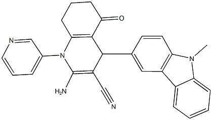 2-amino-4-(9-methyl-9H-carbazol-3-yl)-5-oxo-1-(3-pyridinyl)-1,4,5,6,7,8-hexahydro-3-quinolinecarbonitrile 结构式