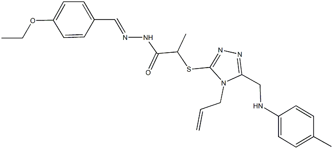 2-{[4-allyl-5-(4-toluidinomethyl)-4H-1,2,4-triazol-3-yl]sulfanyl}-N'-(4-ethoxybenzylidene)propanohydrazide 结构式