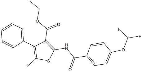 ethyl 2-{[4-(difluoromethoxy)benzoyl]amino}-5-methyl-4-phenyl-3-thiophenecarboxylate 结构式