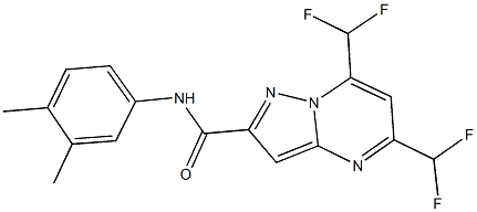 5,7-bis(difluoromethyl)-N-(3,4-dimethylphenyl)pyrazolo[1,5-a]pyrimidine-2-carboxamide 结构式
