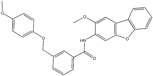 N-(2-methoxydibenzo[b,d]furan-3-yl)-3-[(4-methoxyphenoxy)methyl]benzamide 结构式