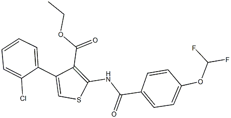 ethyl 4-(2-chlorophenyl)-2-{[4-(difluoromethoxy)benzoyl]amino}-3-thiophenecarboxylate 结构式