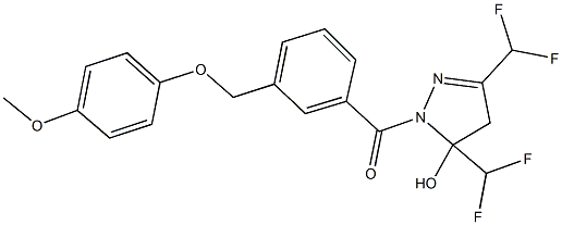 3,5-bis(difluoromethyl)-1-{3-[(4-methoxyphenoxy)methyl]benzoyl}-4,5-dihydro-1H-pyrazol-5-ol 结构式