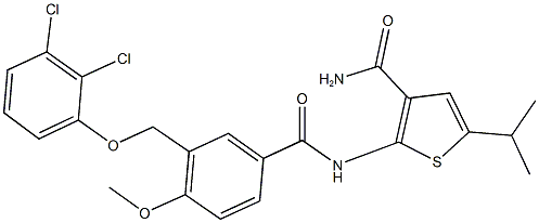 2-({3-[(2,3-dichlorophenoxy)methyl]-4-methoxybenzoyl}amino)-5-isopropyl-3-thiophenecarboxamide 结构式