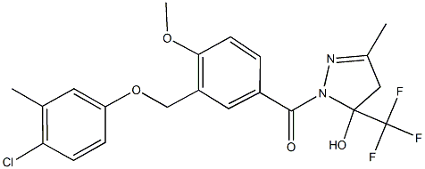 1-{3-[(4-chloro-3-methylphenoxy)methyl]-4-methoxybenzoyl}-3-methyl-5-(trifluoromethyl)-4,5-dihydro-1H-pyrazol-5-ol 结构式