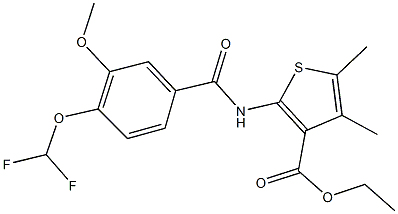 ethyl 2-{[4-(difluoromethoxy)-3-methoxybenzoyl]amino}-4,5-dimethyl-3-thiophenecarboxylate 结构式