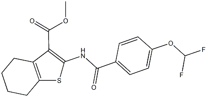 methyl 2-{[4-(difluoromethoxy)benzoyl]amino}-4,5,6,7-tetrahydro-1-benzothiophene-3-carboxylate 结构式