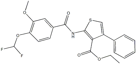 ethyl 2-{[4-(difluoromethoxy)-3-methoxybenzoyl]amino}-4-phenyl-3-thiophenecarboxylate 结构式