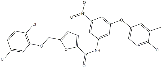 N-{3-(4-chloro-3-methylphenoxy)-5-nitrophenyl}-5-[(2,5-dichlorophenoxy)methyl]-2-furamide 结构式