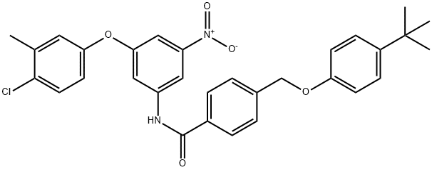 4-[(4-tert-butylphenoxy)methyl]-N-{3-(4-chloro-3-methylphenoxy)-5-nitrophenyl}benzamide 结构式