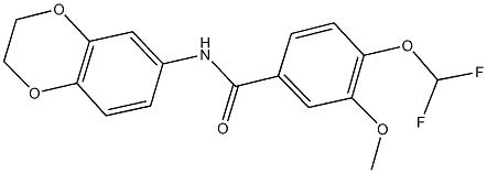 4-(difluoromethoxy)-N-(2,3-dihydro-1,4-benzodioxin-6-yl)-3-methoxybenzamide 结构式