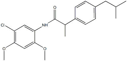 N-(5-chloro-2,4-dimethoxyphenyl)-2-(4-isobutylphenyl)propanamide 结构式