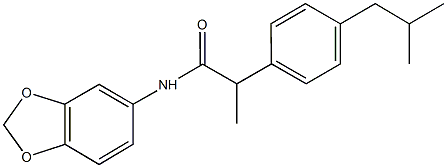 N-(1,3-benzodioxol-5-yl)-2-(4-isobutylphenyl)propanamide 结构式
