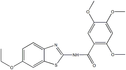 N-(6-ethoxy-1,3-benzothiazol-2-yl)-2,4,5-trimethoxybenzamide 结构式