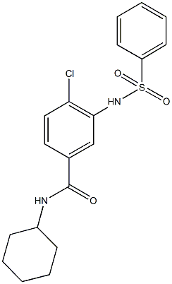 4-chloro-N-cyclohexyl-3-[(phenylsulfonyl)amino]benzamide 结构式