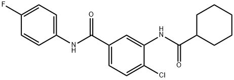 4-chloro-3-[(cyclohexylcarbonyl)amino]-N-(4-fluorophenyl)benzamide 结构式