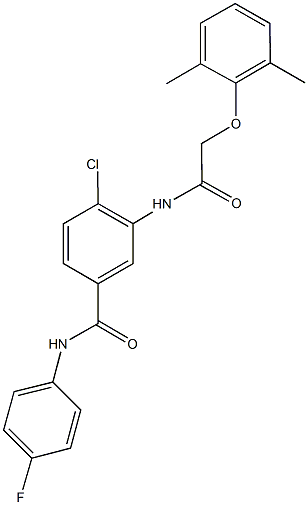 4-chloro-3-{[(2,6-dimethylphenoxy)acetyl]amino}-N-(4-fluorophenyl)benzamide 结构式